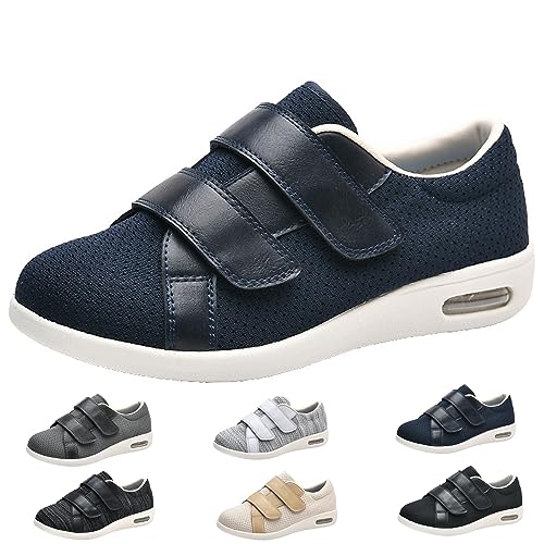 Damen-Gehschuhe Mit Fußgewölbeunterstützung, Verstellbarer Verschluss, Leicht, Atmungsaktiv, Gehschuhe Für Geschwollene Füße, Ödeme, Diabetikerschuhe Für Frauen (Blau, Herren, Größe 42) von XAoSCd