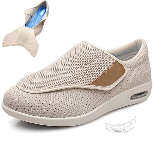 Damen-Wanderschuhe Mit Fußgewölbeunterstützung, Diabetische Ödeme, Plantarfasziitis, Arthritis, Geschwollene Füße, Mast Und Erweiterung, Schuhe Für Ältere Menschen, Herren, 12,5 (Beige, Herren 5/Dame von XAoSCd