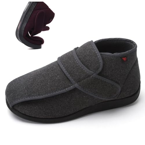 Diabetiker-Schuhe Für Herren, Breite Schuhe, Diabetiker-Schuhe Für Männer, Extra Breite Weite, Warme Diabetiker-Slipper-Stiefel Mit Verstellbaren Verschlüssen Für Geschwollene Füße (Dunkelgrau Herre von XAoSCd