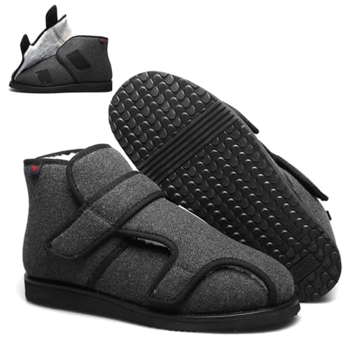 Diabetikerschuhe Für Herren, Breite Schuhe, Warme Wollstiefel, Orthopädische Freizeitschuhe Für Breite Füße, Geschwollene Schuhe, Daumenumkehr, Verstellbare Diabetiker-Wanderschuhe (Dunkelgrau, Damen von XAoSCd