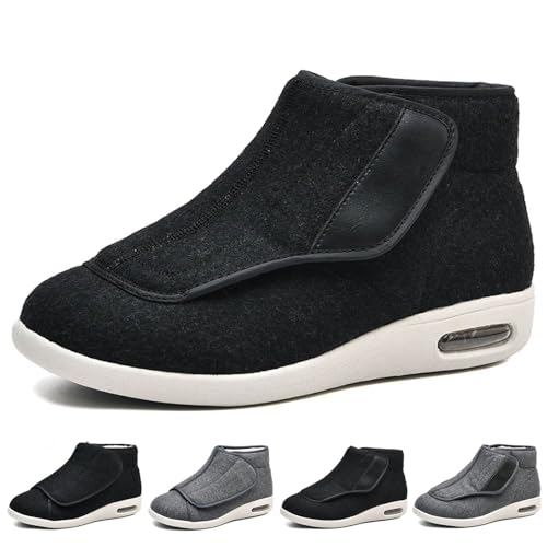 Diabetikerschuhe Für Herren In Extraweite, Warme Winterschuhe Aus Fleece Für Diabetiker, Rutschfeste, Runde Zehenpartie, Verstellbare, Breite Memory-Form-Stiefel, Extraweite Bootie-Hausschuhe (Schwa von XAoSCd