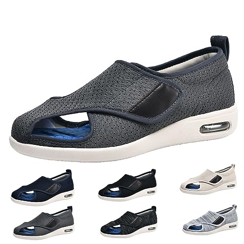 Leichte Walking-Sneaker, Diabetiker-Sandalen Für Damen, Verstellbare Breite, Arthritis- Und Ödem-Schuhe Für Ältere Menschen, Arthritis-Ödeme, Geschwollene Füße (Dunkelgrau, Herren 4,5/Damen 5,5) von XAoSCd