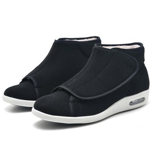 Leichte Wander-Sneaker, Verstellbare Warme Plüsch-Schuhe Mit Breiter Breite, Orthopädische Winterschuhe Für Drinnen Und Draußen, Für Geschwollene Füße Bei Senioren (Schwarze Männer 6,5/Damen 7) von XAoSCd