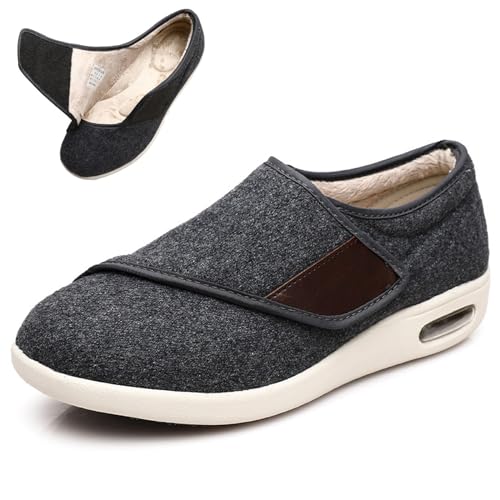 XAoSCd Diabetiker-Schuhe Für Damen Und Herren, Unisex, Für Den Winter, Warm, Flauschig, Memory-Schaum, Diabetiker, Arthritis, Ödeme, Geschwollene Innen- Und Außenschuhe (Dunkelgrau, Herren 4/Damen 5) von XAoSCd