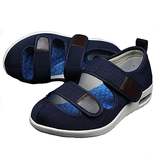 XAoSCd Diabetikerschuhe Für Herren, Breite Schuhe Für Ödeme, Atmungsaktive Memory Foam-Leichtlauf-Sneaker Für Geschwollene Füße Älterer Menschen (Blau, Herren 6/Damen 7) von XAoSCd