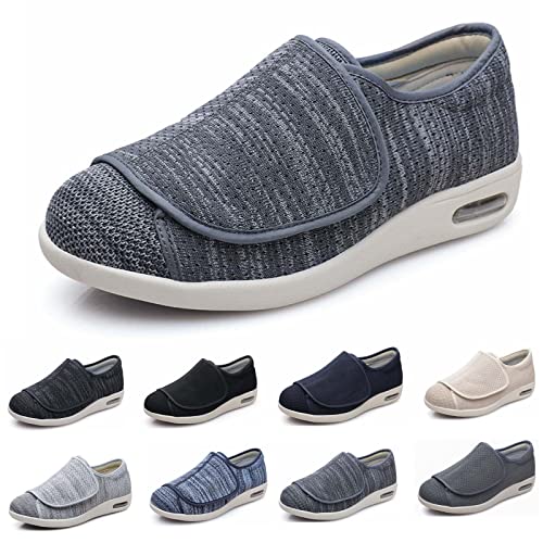 XAoSCd Extra Breite Ödem-GEH-Sneaker, Herrenschuhe Mit Weiter Weite Und Verstellbarem Verschluss, Leicht, Herren 9,5/Damen 10,5 (Dunkelgrau, Herren 9/Damen 10) von XAoSCd