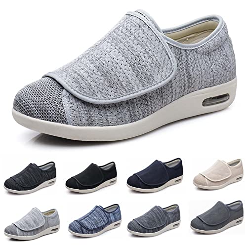 XAoSCd Extra Breite Ödem-GEH-Sneaker, Herrenschuhe Mit Weiter Weite Und Verstellbarem Verschluss, Leicht, Herren 9,5/Damen 10,5 (Hellgrau Herren 12/Damen 13) von XAoSCd