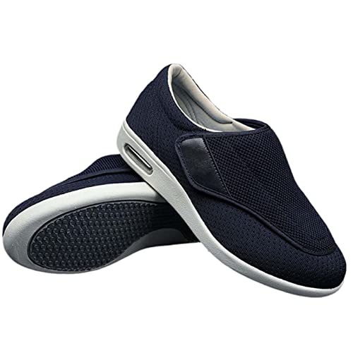 XAoSCd Leichte Wander-Sneaker, Verstellbarer Verschluss, Leicht, Atmungsaktiv, Wander-Sneaker Für Geschwollene Füße, Ödeme, Herren 12/Damen 13 (Blau, Herren 12,5) von XAoSCd