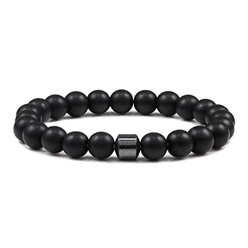 Trendige buddhistische Herren-Armbänder, zylinderförmig, Hämatit, tibetisches Gewinde, 8 mm, Yoga, Energieschmuck, Paare, Glücksbringer, Stil 5 von XBOW