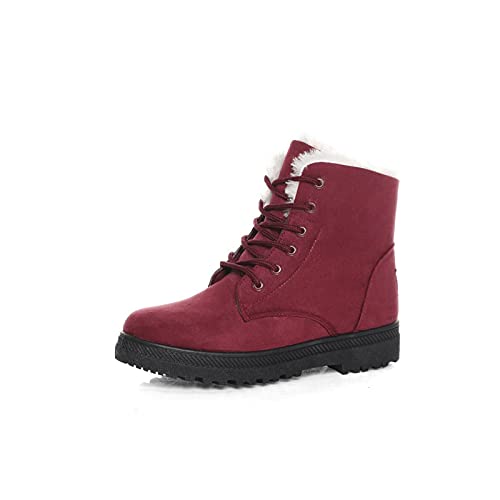 XCVFBVG Damenstiefel Frauen Stiefel Winter Knöchelstiefel Für Frauen Winter Schuhe Weibliche Schneestiefel Warme Plüsch Schuhe Frau Plus Größe(Color:Red,Size:39 EU) von XCVFBVG