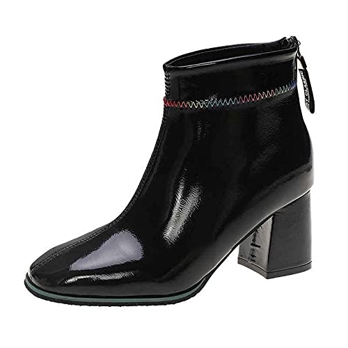 XCVFBVG Damenstiefel Mode Damen Winterstiefel Damenschuhe Schnürstiefel Spitze Spitze Frühling und Herbst(Color:Black,Size:37) von XCVFBVG