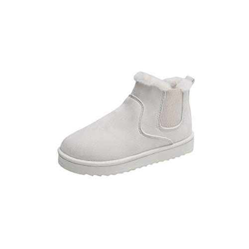 XCVFBVG Damenstiefel Schneeschuhe Frauen Dicke Samt Große Größe Winter Mode Wärme eins Stiefel Kurzstiefel Baumwolle Schuhe Frauen Baumwolle Schuhe(Color:White,Size:39 EU) von XCVFBVG