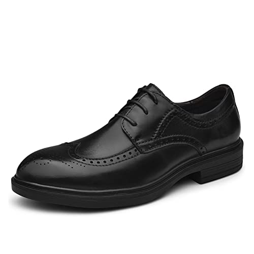 XCVFBVG Herren Lederschuhe Golden Sapling Mens Brogue Shoes Genuine Leather Flats Classic Men Casual Formal Shoe Leisure Vintage Handmade Footwear(Color:Black,Size:41 EU) von XCVFBVG