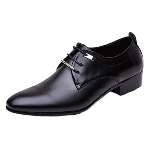 XCVFBVG Herren Lederschuhe Men's Leather Shoes Handmade Oxford Dress Shoes Leather Leather Suit Wedding Shoes Men Oxford Shoes(Color:Black,Size:40 EU) von XCVFBVG