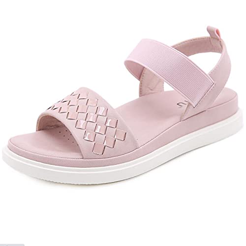 XCVFBVG Modische Sandalen für Damen Mode Freizeit Sport Sandalen Sommer flache Frauenschuhe Strandschuhe Leichte Frauen Sandalen Große Größe(Color:Pink,Size:5) von XCVFBVG