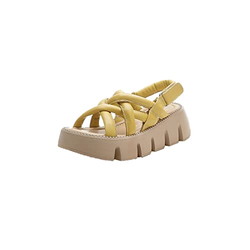 XCVFBVG Modische Sandalen für Damen Women Shoes Summer Comfortable Sandals For Women Beach Sandals Thick Sole Casual Platform Shoes Casual(Color:Yellow,Size:40 EU) von XCVFBVG