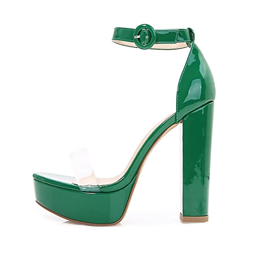 XCVFBVG-Pumpen Solid Color Shoes Women's Platform Green Office High Heel Shoes Thick Heel Shoes(Size:39 EU) von XCVFBVG