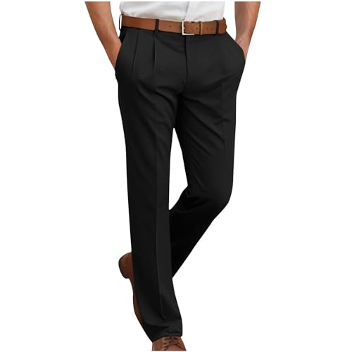 XCXC Freizeithosen für Herren Fabrikstrümpfe mit Bügelfalten Einfarbige Anzughosen Bequeme Hosen mit Geradem Bein Hosen mit Sauberer Passform Anzughosen mit Knopfverschluss Vorne von XCXC
