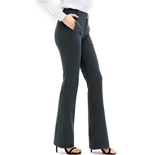 XELORNA Bootcut Damen Yogahose Stretch Freizeithose Hoch Normale Hose für Büro und Business mit 6 Taschen, 79cm Inseam, Grau, XS von XELORNA