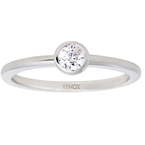 XENOX XS7279 Damen Ring Silver Circle Sterling-Silber 925 Silber weiß Zirkonia 17,8 mm Größe 56 von Xenox