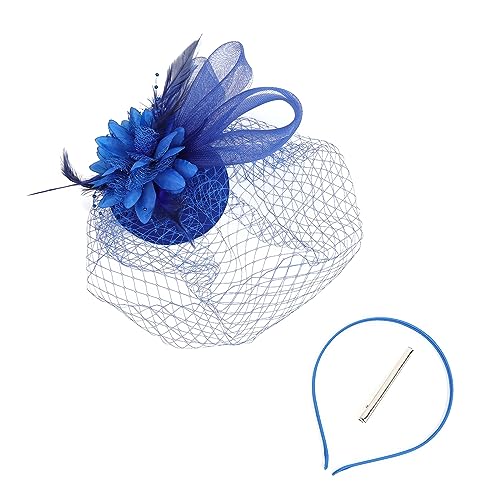 Eleganter Fascinator, Kopfband, Pillendose, Hut für Damen, Cocktail, Teeparty, Kopfbedeckung, exquisiter französischer Fascinator für Hochzeit, Feder-Stirnbänder für Frauen von XEYYHAS