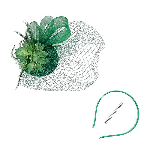 Eleganter Fascinator, Kopfband, Pillendose, Hut für Damen, Cocktail, Teeparty, Kopfbedeckung, exquisiter französischer Fascinator für Hochzeit, Feder-Stirnbänder für Frauen von XEYYHAS