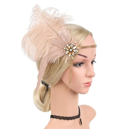 Feder-Flapper-Stirnbänder, 1920er-Jahre-Kopfschmuck für besondere Anlässe, Hochzeit, Verlobung, Nacht, Kopfbedeckung, Haarstyling, funkelnde Stirnbänder für Mädchen von XEYYHAS