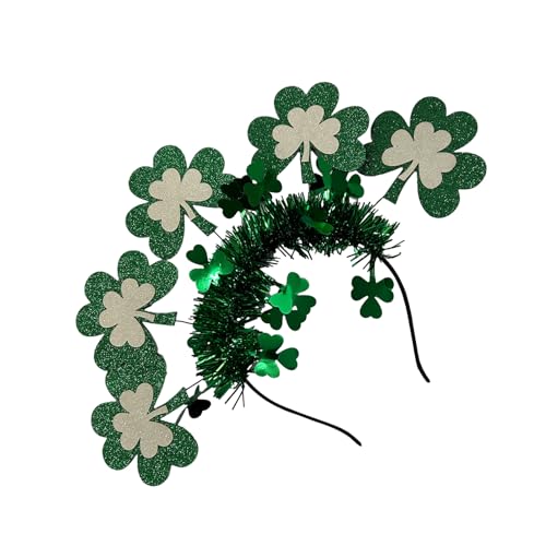 Haarreif für Erwachsene, irischer Nationalfeiertag, mit Pailletten, Kleeblatt und Blume, Glitzer, Patrick's Day, Stirnband, Karneval, Haarreifen, Pailletten, Stirnbänder für Mädchen, grüne Pailletten, von XEYYHAS