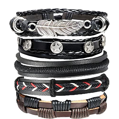 Herren Armband Armband,Günstige Armbänder,Armband Für Frauen,Verstellbares Lederarmband Breite Braune Armbänder Für Männer Schwarzes Armband Für Frauen Gürtelmanschette Geflochtene Armbänder Viel Glü von XFGFDFF