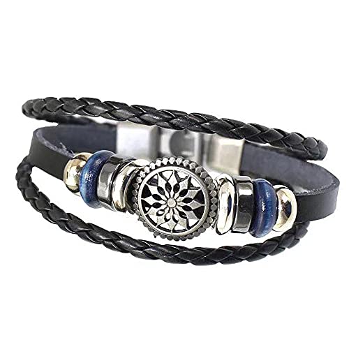 Herren Armband Armband-Herstellungsset, Damen-Herbstmode, Armbänder, Vintage-Böhmen-Perlenarmband, mehrschichtiges handgewebtes schwarzes Armband für Damen-Armbänder, Kordel-Wickelarmband, Jude von XFGFDFF