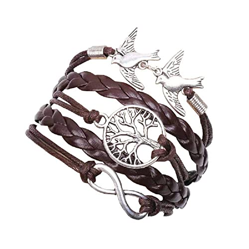 Männer Armband Leder Armreif Armbänder, Perlenarmbänder, Armband für Frauen, Damen-Ledermanschettenarmband, Symbol-Wickelarmbänder, Friedenstauben-Armreif, handgefertigte Armbänder, Schmuck, böhmisch von XFGFDFF