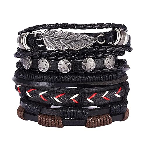 Männer Armband Leder Armreif Armband, Herrenarmbänder, Armbänder für Männer, Männer-Frauen-Armband, Kordeln Touch-Armbänder für Paare, Schnur für Armbänder, ethnische Stammesarmbänder, Damenschmuck, von XFGFDFF