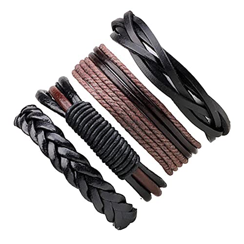 Männer Armband Leder Armreif Armband-Set, Armbänder für Paare, Armbänder für Männer, modische Jungen-Armbänder. Für Männer, Perlenarmbänder, Rindsleder-Armband, Damen-Armband, handgewebtes Herren-Arm von XFGFDFF