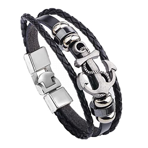 Männer Armband Leder Armreif Freundschaftsarmbänder, Kristall-Armband, Armband für Damen, doppellagiges schwarzes Herren-Armband, Armband-Set, Lederarmband für Herren und passendes Armband mit Perlen von XFGFDFF