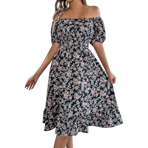 Sommerkleid Damen Leicht Blumen Knielang Kleider Damen Sommer Elegant Rüschen Geblümt Strandkleid Luftig A Linie Leichte Sommerkleider Frauen Quadratischer Kragen Korsett Midikleid Sommerkleid Damen Leicht Blumen Knielang Kleider Damen Sommer Elegant Rüschen Geblümt Strandkleid Luftig A Linie Leichte Sommerkleider Frauen Quadratischer Kragen Korsett Midikleid von XIADUOBAAN