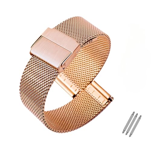 XIAOFEIGUN Milanese-Uhrenarmband, Edelstahl-Armband-Ersatzarmband, 12–22 mm Ersatz-Edelstahl-Metallgeflechtarmband, Smartwatch-Armbänder für Männer und Frauen (Color : Roségold, Size : 24mm) von XIAOFEIGUN