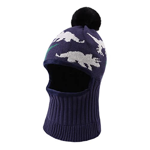 XIAOHAWANG Baby Wintermütze Junge Strickmütze Baby Mädchen Mütze Mit Bommel Baby Junge Beanie Mütze (Marine Star, 6-36Monate) von XIAOHAWANG