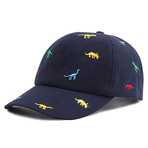 XIAOHAWANG Baseballkappe aus Baumwolle für Kinder, gestickter Dinosaurier, Sonnenhut, Sommer, Mütze, für Kinder 2-5 Jahre, navy, One size von XIAOHAWANG