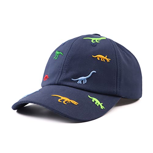 XIAOHAWANG Sommer Baseball Cap für Jungen Mädchen Verstellbar Sport Kappe Kinder Mit Dinosaurier-Stickerei Schirmmütze Kinder UV Schutz 2-6Jahren (Marine-A,48cm) von XIAOHAWANG