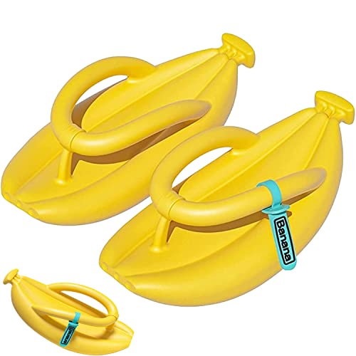 XIAOYIYI Banana Slippers, Bananen-Hausschuhe, Banana Flip Flops for Women Men, Dicke Rutschfeste Flip-Flops, Cute Banana Slippers, Lustige Sommerhausschuhe für Drinnen und Draußen von XIAOYIYI