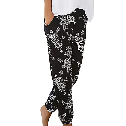 XIAOYUER Hosen Damen Haremshose Sommer Schlupfhose Boho Strandhose Sommerhose Leicht Freizeithose Loose Frauen Hose mit Taschen Stoffhose Jogginghose Yogahose Lockere Luftig Sommerhosen Relaxhose, L von XIAOYUER