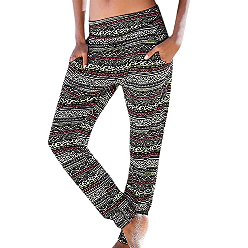 Damen Pant Lange Haremshose Schlupfhose Boho Strandhose Leicht Freizeithose Loose Sommerhose Frauen Hose mit Taschen Straight Bein Hose Sommerhose Stoffhose Jogginghose Yogahose von XIAOYUER