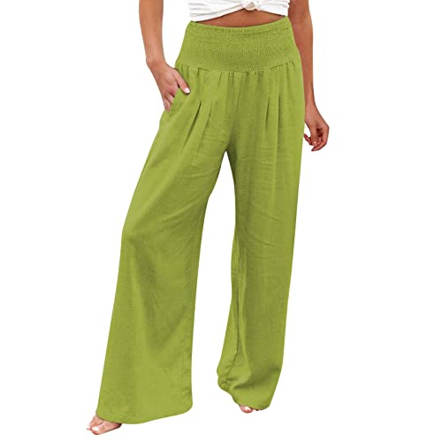 Leinenhose Damen High Waist Baggy Haremshose Loose Weites Bein Hosen für Frauen Sommerhose Leicht Luftige Stoffhose Freizeithose Pumphose Yogahose Jogginghose Sporthose Relaxhose - Hosen von XIAOYUER