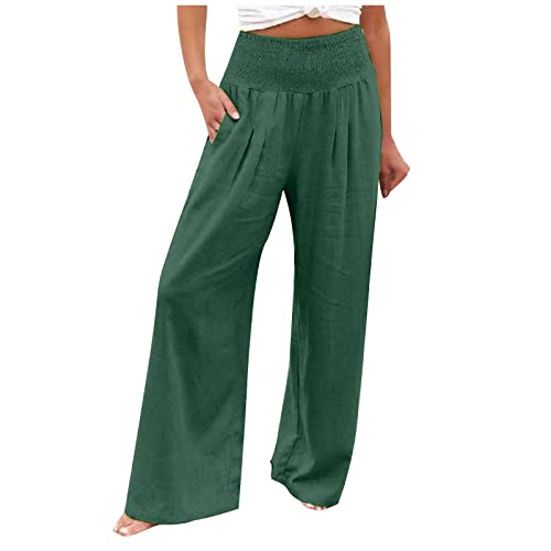 Leinenhose Damen High Waist Baggy Haremshose Loose Weites Bein Hosen für Frauen Sommerhose Leicht Luftige Stoffhose Freizeithose Pumphose Yogahose Jogginghose Sporthose Relaxhose - Hosen von XIAOYUER