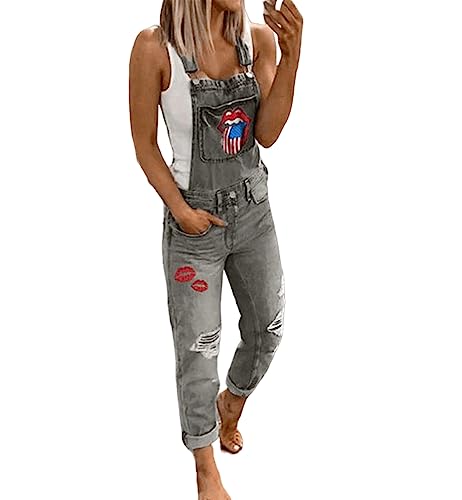 XINGENG Damen Latzhosen Denim Jumpsuit Slim Jeanslatzhose Overall Jumpsuit Playsuit Jeans Hosenanzug Damen Jeanslatzhose (schwarz, M) von XINGENG