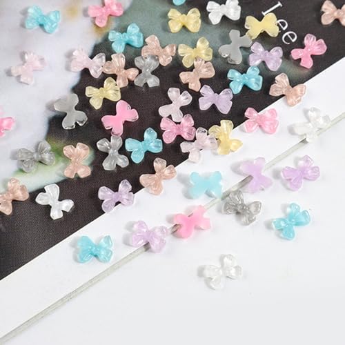 XINGLIDA Simple Bowknots Nail Art Decorations Short Ribbon DIY Crafting Accessories 3D Bows Nail Sticker Resin Bows Nail Bowknot Nail Stickers von XINGLIDA