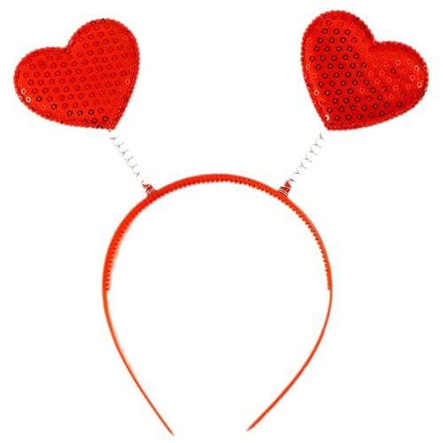 Valentinstag-Stirnbänder mit Pailletten, Lametta, Urlaub, Kopfschmuck für Maskeraden, Party, elegante Herz-Stirnbänder, Haarreifen von XINGLIDA