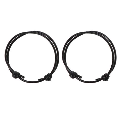 XINGLIDA 2 Stück/Set Handgefertigtes geflochtenes Armband Leder Basic String Paar Armbänder Verstellbares Kabbala-Armband Geschenk für Sie und Ihn (D#), Diameter 6cm adjustable, Wachslinie von XINGLIDA