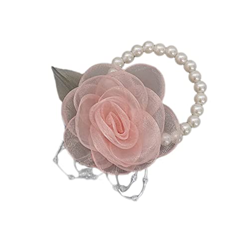 XINGLIDA Damen Handgelenk Rose Corsagen Bezaubernde Sommer-Vibe Geschenk für Brautjungfer Französisch Handgelenk Corsage mit Perlen für Hochzeit (4#) von XINGLIDA