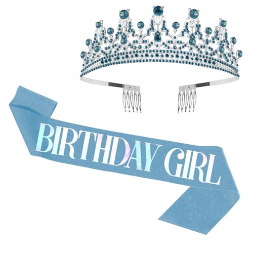 XINGLIDA Geburtstag Mädchen Krone Koreanische Schärpe Geburtstag DIY Party Supplies Geburtstag Mädchen Kristall Kopfbedeckung für Festzug (11#) von XINGLIDA